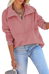 KaleaBoutique Solid Color Front Zip Collar Sweatshirt Top with Pockets - KaleaBoutique.com
