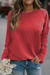 KaleaBoutique Solid Round Neck Raglan Sleeve Red Sweatshirt Top Pullover Sweater Shirt - KaleaBoutique.com