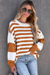 KaleaBoutique Stripe Drop Shoulder Striped Pullover Relax Fit Oversized Sweatshirt - KaleaBoutique.com