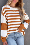 KaleaBoutique Stripe Drop Shoulder Striped Pullover Relax Fit Oversized Sweatshirt - KaleaBoutique.com