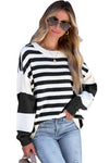 KaleaBoutique Stripe Print Drop Shoulder Striped Pullover Sweater Sweatshirt Relax Fit Top - KaleaBoutique.com