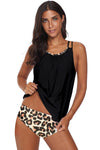 KaleaBoutique Stylish 2 Piece Print Criss-Cross Hollow-out Tankini Swimwear - KaleaBoutique.com