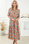 KaleaBoutique Stylish Abstract Geometric Print Long Sleeve High Waist Dress - KaleaBoutique.com