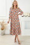 KaleaBoutique Stylish Abstract Geometric Print Long Sleeve High Waist Dress - KaleaBoutique.com