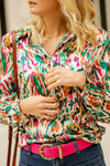 KaleaBoutique Stylish Abstract Print Button Up Long Sleeve Shirt - KaleaBoutique.com