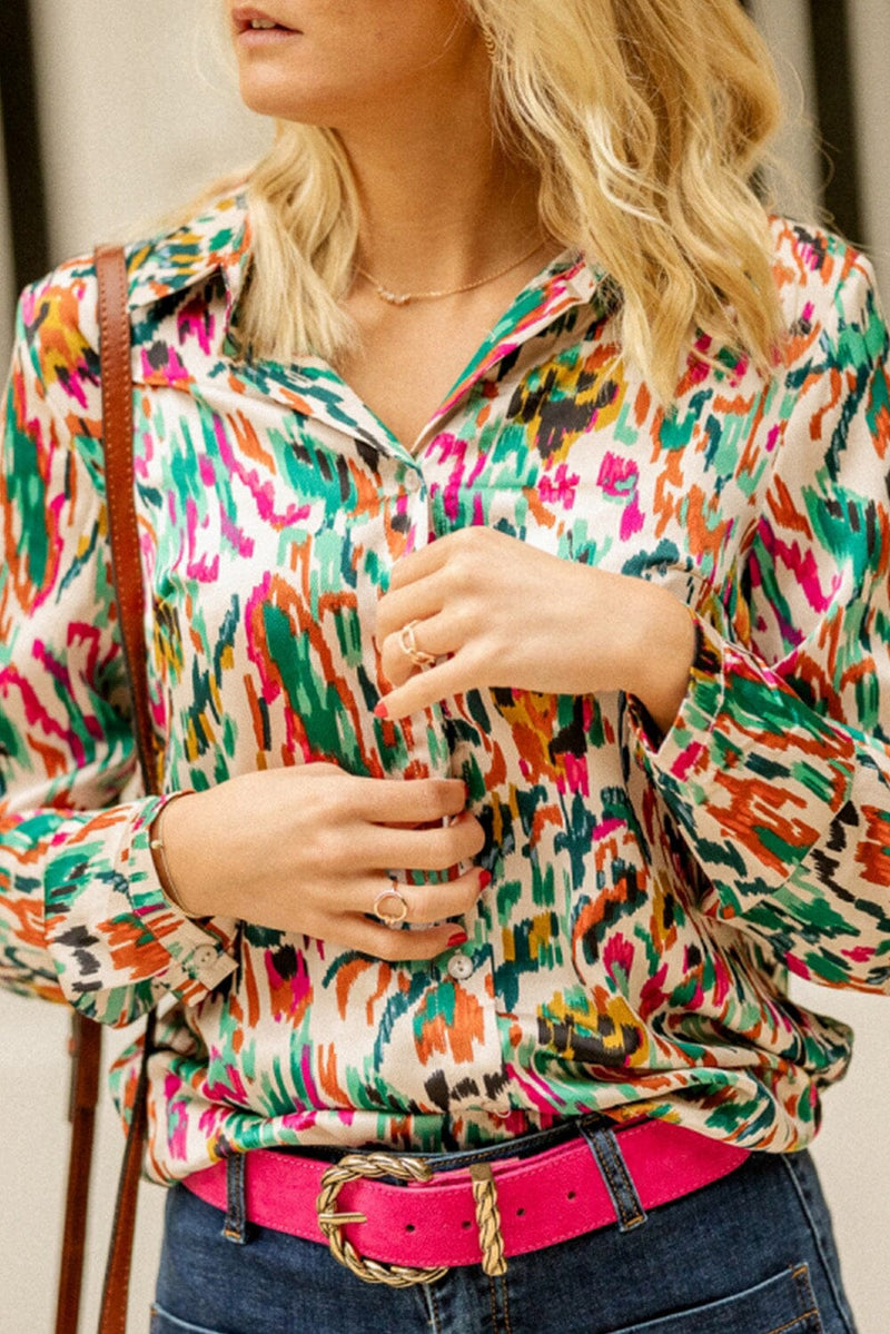 KaleaBoutique Stylish Abstract Print Button Up Long Sleeve Shirt - KaleaBoutique.com