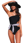 KaleaBoutique Stylish Asymmetric Cutout Belted One-piece Swimwear - KaleaBoutique.com