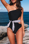 KaleaBoutique Stylish Asymmetric Cutout Belted One-piece Swimwear - KaleaBoutique.com