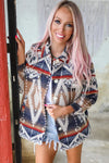 KaleaBoutique Stylish Beautiful Aztec Print Button-Up Oversized Jacket - KaleaBoutique.com