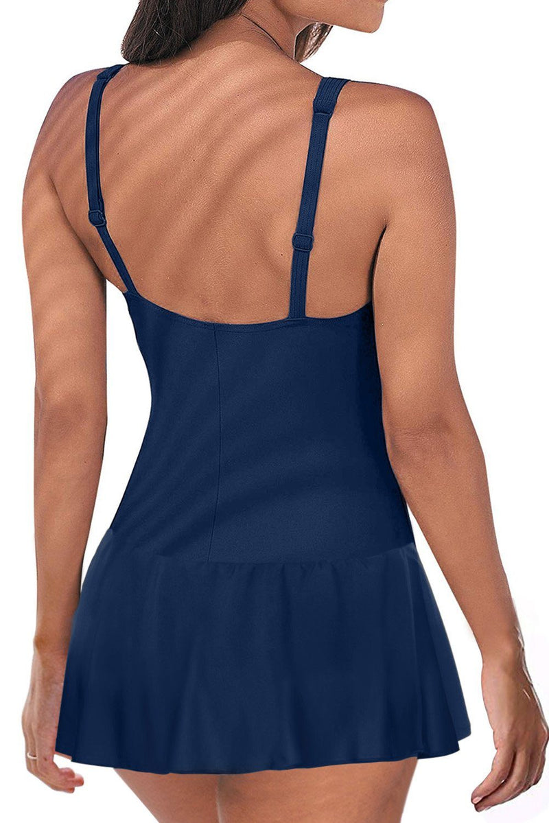 KaleaBoutique Stylish Blue Padded Push up One Piece Swimdress - KaleaBoutique.com