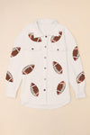 KaleaBoutique Stylish Bubble Gum Texture Sequined Football Shacket - KaleaBoutique.com