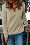 KaleaBoutique Stylish Contrast Binding Snap Button Geometric Pullover Sweatshirt - KaleaBoutique.com