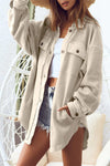 KaleaBoutique Stylish Flap Pocket Buttoned Cuffs Curved Hem Jacket - KaleaBoutique.com