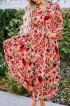 KaleaBoutique Stylish Frilled Collar Long Sleeve Tiered Maxi Floral Dress - KaleaBoutique.com