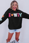 KaleaBoutique Stylish Glitter Howdy Patch Graphic Casual Sweatshirt - KaleaBoutique.com