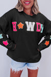 KaleaBoutique Stylish Glitter Howdy Patch Graphic Casual Sweatshirt - KaleaBoutique.com