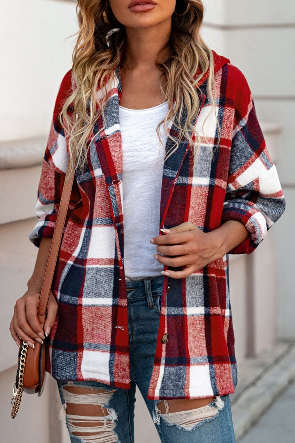 KaleaBoutique Stylish Hooded Plaid Button Front Shacket - KaleaBoutique.com
