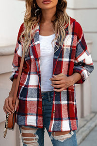 KaleaBoutique Stylish Hooded Plaid Button Front Shacket - KaleaBoutique.com