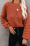 KaleaBoutique Stylish Soft Knit Bubble Sleeve Cropped Knit Sweater - KaleaBoutique.com