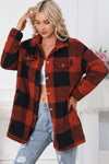 KaleaBoutique Stylish Warm Fuzzy Plaid Flap Button Up Midi Coat - KaleaBoutique.com