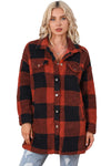 KaleaBoutique Stylish Warm Fuzzy Plaid Flap Button Up Midi Coat - KaleaBoutique.com