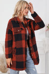 KaleaBoutique Stylish Warm Fuzzy Plaid Flap Button Up Midi Coat - KaleaBoutique.com