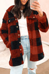 KaleaBoutique Stylish Warm Fuzzy Plaid Flap Button Up Midi Coat - KaleaBoutique.com