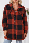 KaleaBoutique Stylish Warm Fuzzy Plaid Flap Button Up Midi Coat - KaleaBoutique.com