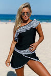KaleaBoutique Tribal Geometry Ruffle One Shoulder Tankini Swimsuit - KaleaBoutique.com