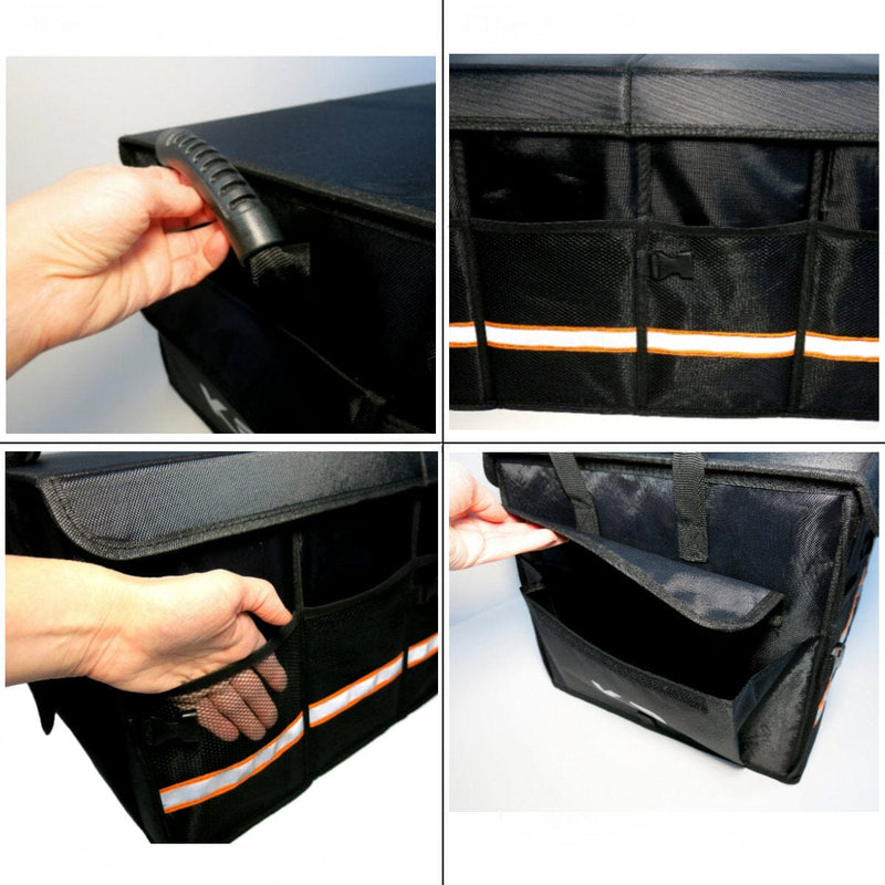 KB XX-Large Car Trunk Organizer, SUV Trunk Organizer With Cover, Heavy Duty Collapsible Truck Bed Storage, Car Caddy Organizer, Van Trunk Back Seat Organizer with Dual Lids (Black) - KaleaBoutique.com