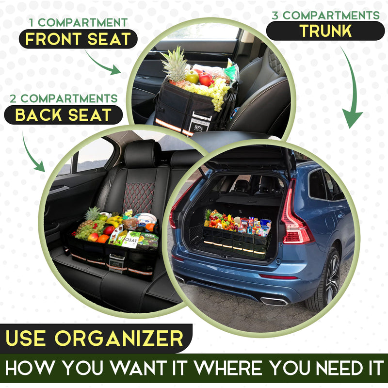 KB XX-Large Car Trunk Organizer, SUV Trunk Organizer With Cover, Heavy Duty Collapsible Truck Bed Storage, Car Caddy Organizer, Van Trunk Back Seat Organizer with Dual Lids (Black) - KaleaBoutique.com