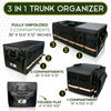 KB XX-Large Car Trunk Organizer, SUV Trunk Organizer With Cover, Heavy Duty Collapsible Truck Bed Storage, Car Caddy Organizer, Van Trunk Back Seat Organizer with Dual Lids (Black) - KaleaBoutique.com