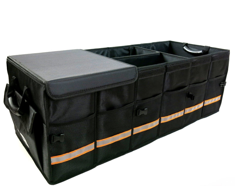 KB XX-Large Car Trunk Organizer, SUV Trunk Organizer With Cover, Heavy Duty Collapsible Truck Bed Storage, Car Caddy Organizer, Van Trunk Back Seat Organizer with Dual Lids (Black) - KaleaBoutique.com