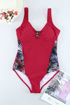KaleaBoutique Stylish Leaves Splicing Ruched Front Open Back One-Piece Swimsuit - KaleaBoutique.com