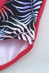 KaleaBoutique Stylish Leaves Splicing Ruched Front Open Back One-Piece Swimsuit - KaleaBoutique.com