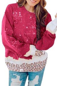 KaleaBoutique Stylish Leopard Bleached Pullover Sweatshirt - KaleaBoutique.com
