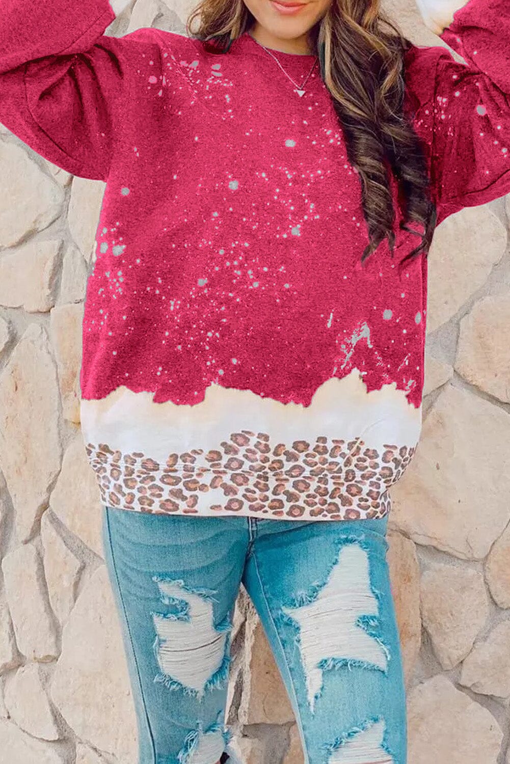 KaleaBoutique Stylish Leopard Bleached Pullover Sweatshirt - KaleaBoutique.com