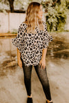 KB Stylish Leopard Print Ruffle Trim Batwing Sleeve Blouse - KaleaBoutique.com