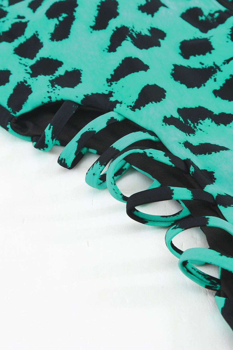 KaleaBoutique Stylish Eye Catching Leopard Print Zipper Cut-Out Rash Guard Swimsuit - KaleaBoutique.com