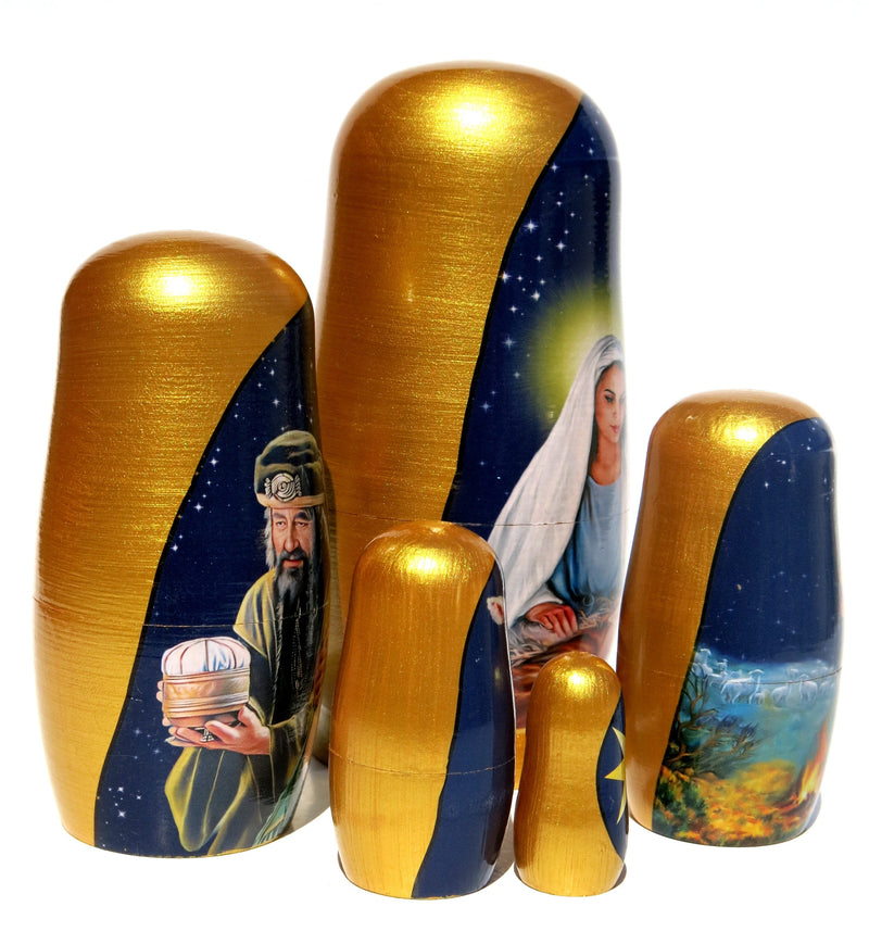Traditional Nativity 5 Piece Nesting Doll, Traditional Handcrafted Nested Doll - KaleaBoutique.com