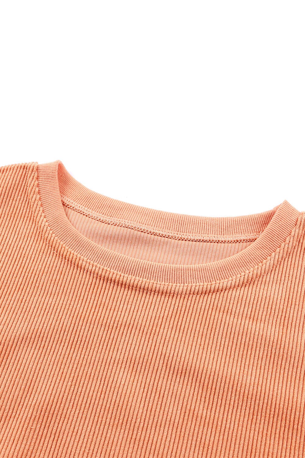 KaleaBoutique Stylish Orange Ribbed Corded Oversized Sweatshirt - KaleaBoutique.com