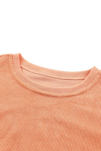 KaleaBoutique Stylish Orange Ribbed Corded Oversized Sweatshirt - KaleaBoutique.com