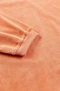 KaleaBoutique Stylish Orange Ribbed Corded Oversized Sweatshirt - KaleaBoutique.com