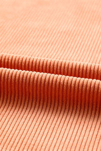 KaleaBoutique Stylish Orange Ribbed Corded Oversized Sweatshirt - KaleaBoutique.com