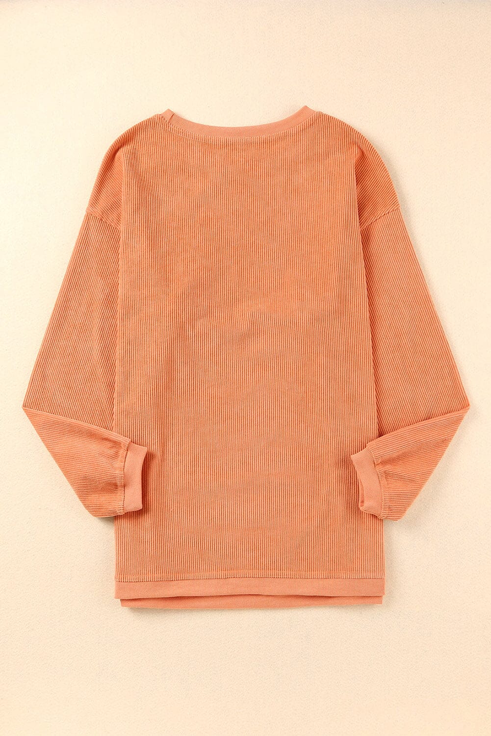 KaleaBoutique Stylish Orange Ribbed Corded Oversized Sweatshirt - KaleaBoutique.com