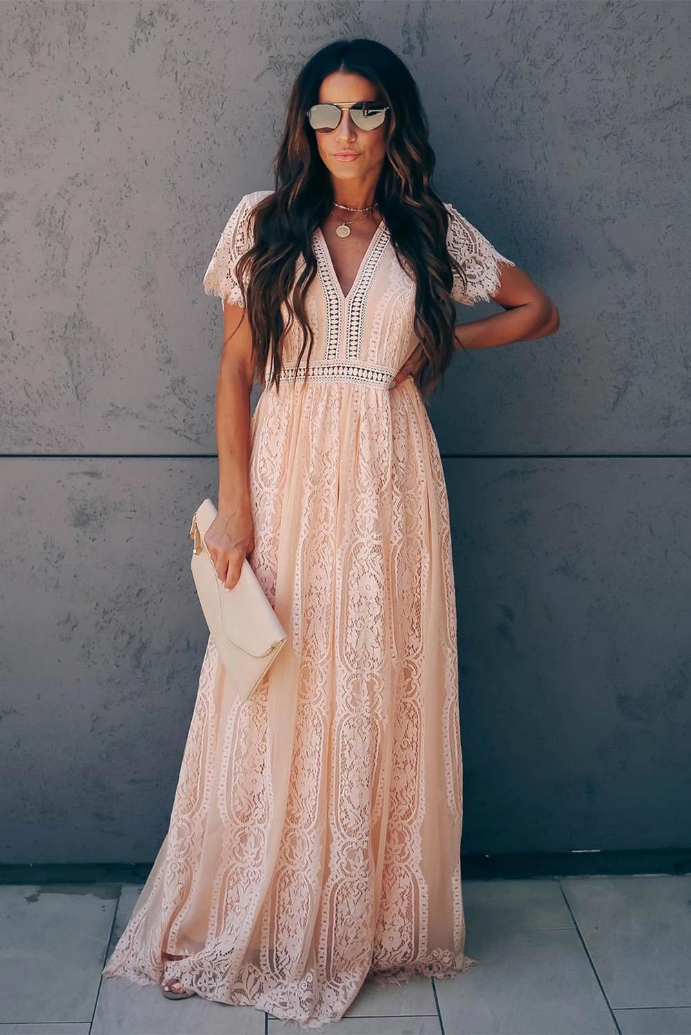 KaleaBoutique Beautiful Pink Fill Your Heart Lace Maxi Dress - KaleaBoutique.com