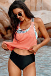 KaleaBoutique Stylish Printed Splicing 2 Piece Racerback Tankini - KaleaBoutique.com