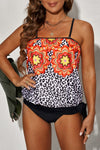 KaleaBoutique Stylish Retro Floral Leopard Pattern Strapless Tankini Set - KaleaBoutique.com