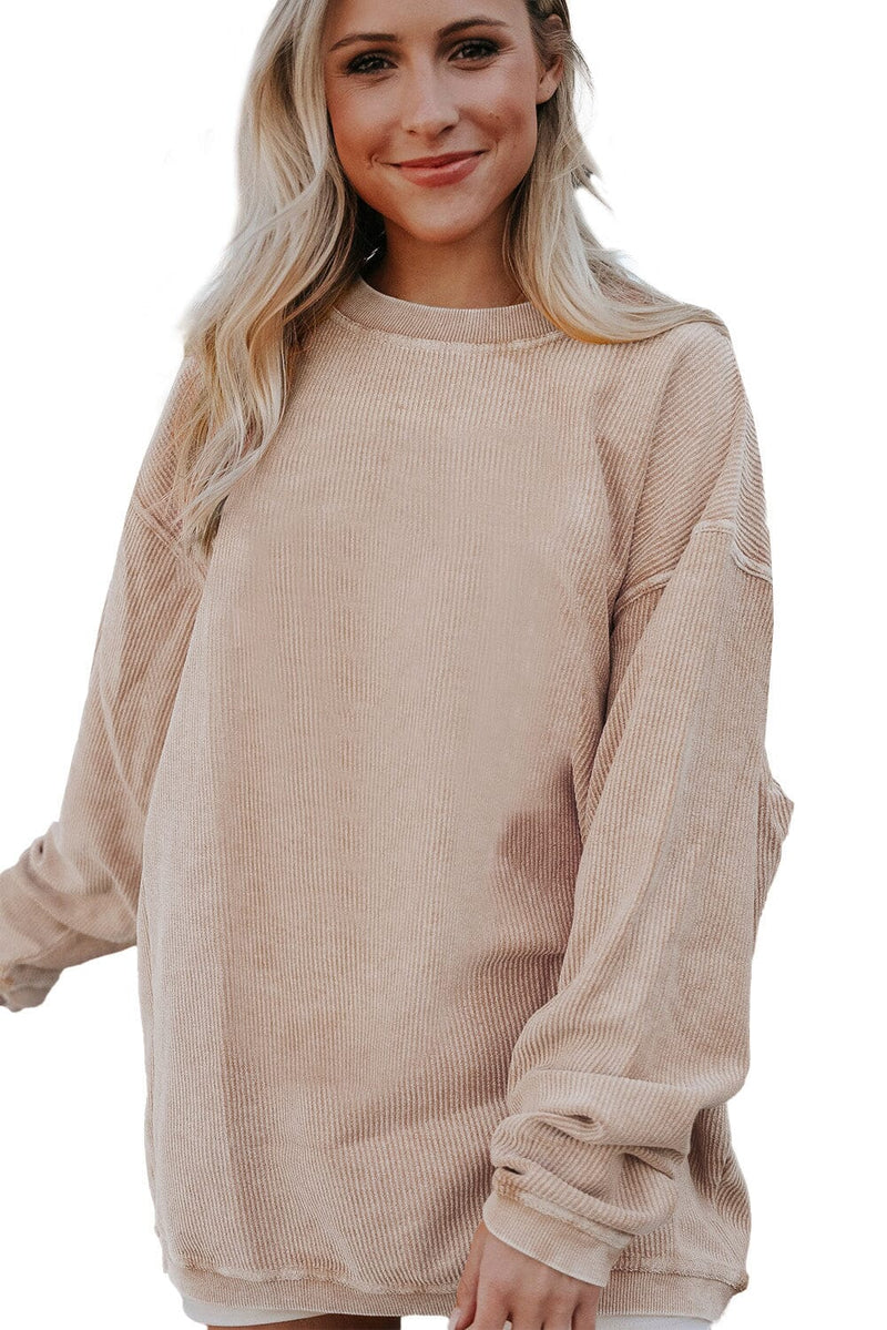 KaleaBoutique Ribbed Corded Oversized Sweatshirt - KaleaBoutique.com