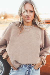 KaleaBoutique Ribbed Corded Oversized Sweatshirt - KaleaBoutique.com